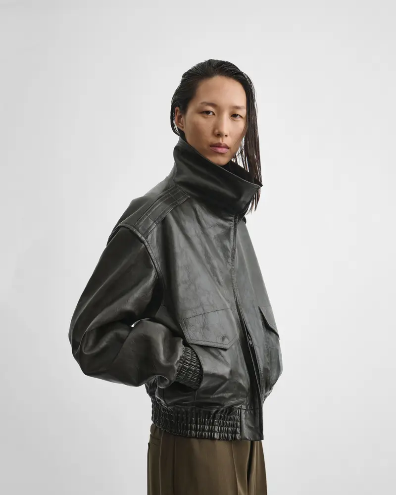 Dark Emerald Leather Aviator Jacket