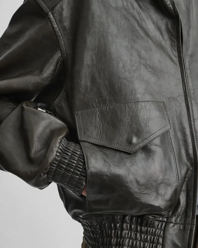 Dark Emerald Leather Aviator Jacket