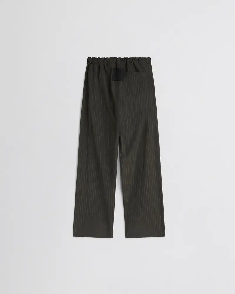 Dark Khaki Pinstripe Pyjama Trousers With Soft Cotton Finish 2