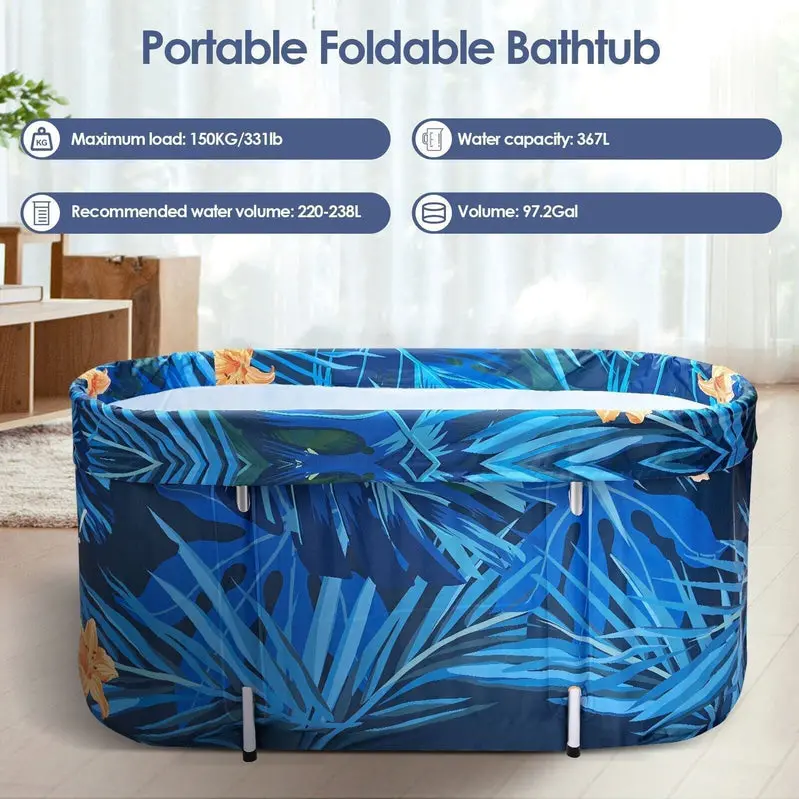 De-Stress Portable Folding Soaking Tub – Large Adult Bathtub for Home Relaxation (2023 Edition) 2