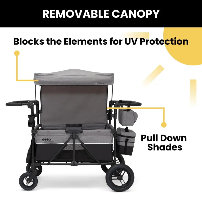 Delta Children Jeep Wrangler-Themed 4-Seat Stroller Wagon – Ride-On Family Transport