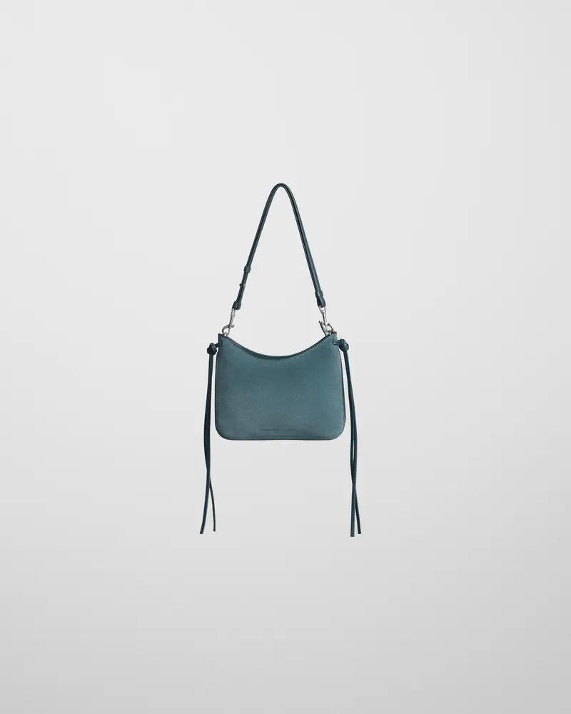 Denim Blue Suede Small Gig Bag With Zip Closure