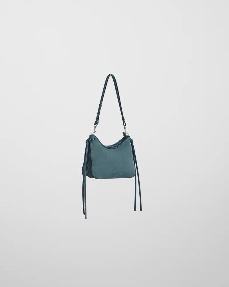 Denim Blue Suede Small Gig Bag With Zip Closure