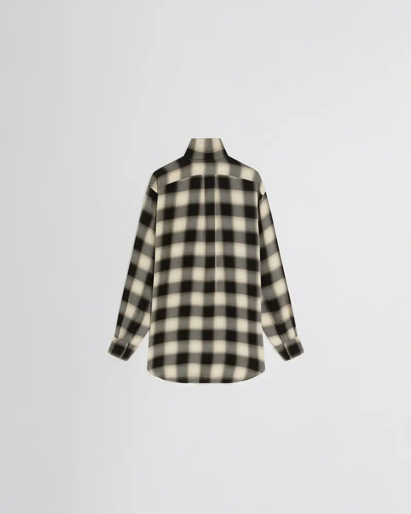 Detachable-Collar Tuxedo Shirt In Black-Beige Ombré Check 2
