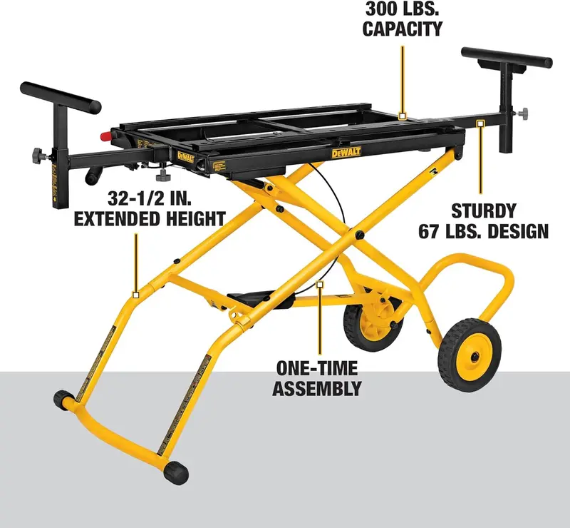 DEWALT DWX726 Heavy-Duty Mobile Miter Saw Stand – Adjustable, Portable Support System in Yellow