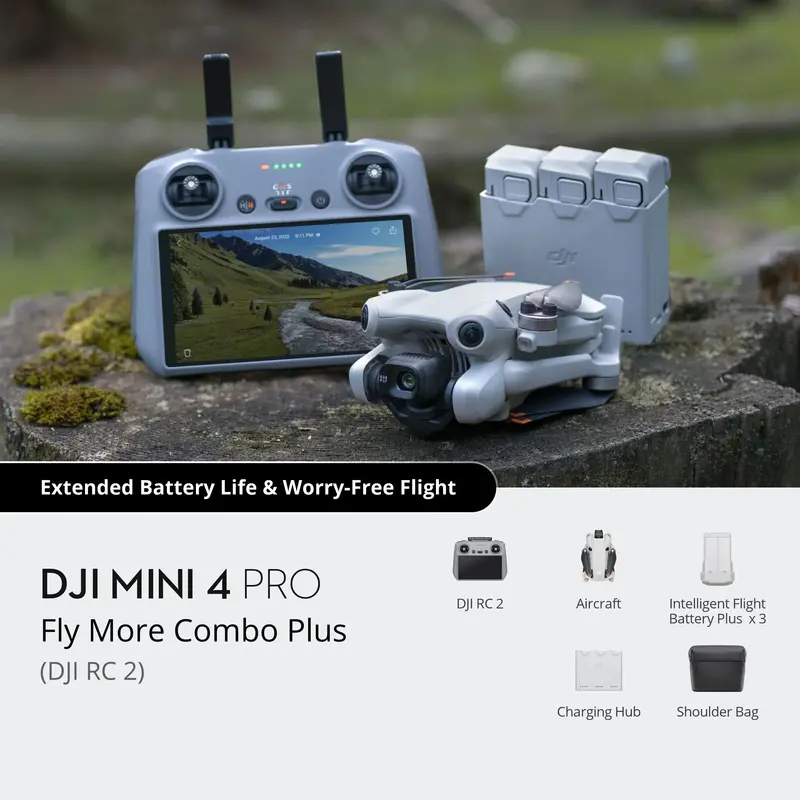 DJI Mini 4 Pro Fly More Combo with RC 2 Remote and Extended Battery Pack