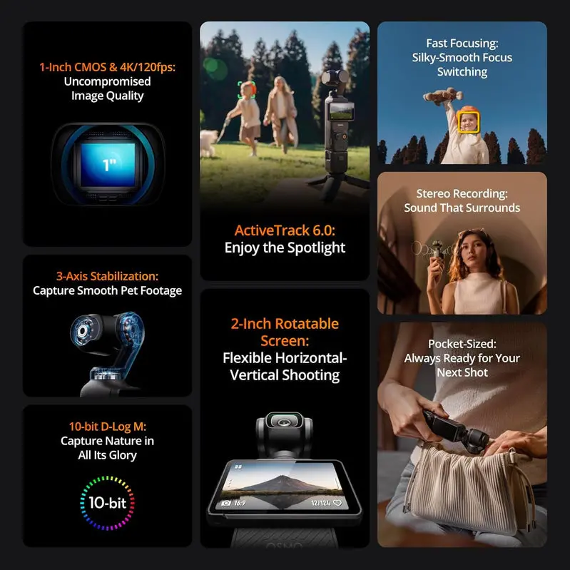 DJI Osmo Pocket 3 Pro Vlogging Kit – 1-Inch Sensor, 4K HDR Video, and Premium Creator Accessories Bundle