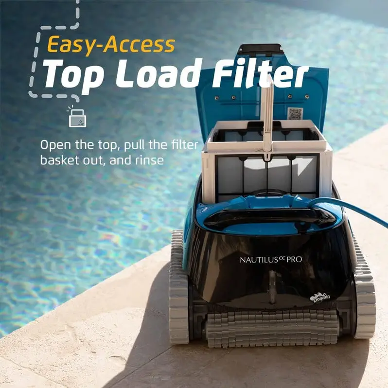 Dolphin Nautilus CC Robotic Vacuum – Wall-Climbing Pool Cleaner with Waterline Scrubbing, Ideal for Pools up to 33 Feet