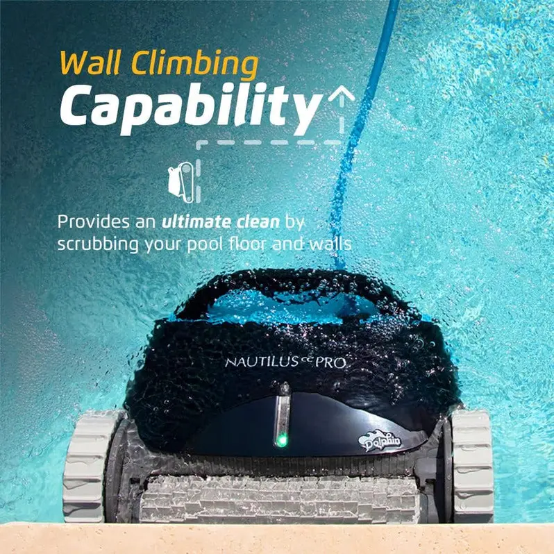 Dolphin Nautilus CC Robotic Vacuum – Wall-Climbing Pool Cleaner with Waterline Scrubbing, Ideal for Pools up to 33 Feet