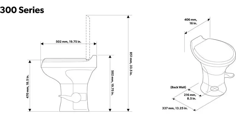 Dometic 300 Series RV Toilet – Standard-Height, Heavy-Duty White Plastic Model 302300071