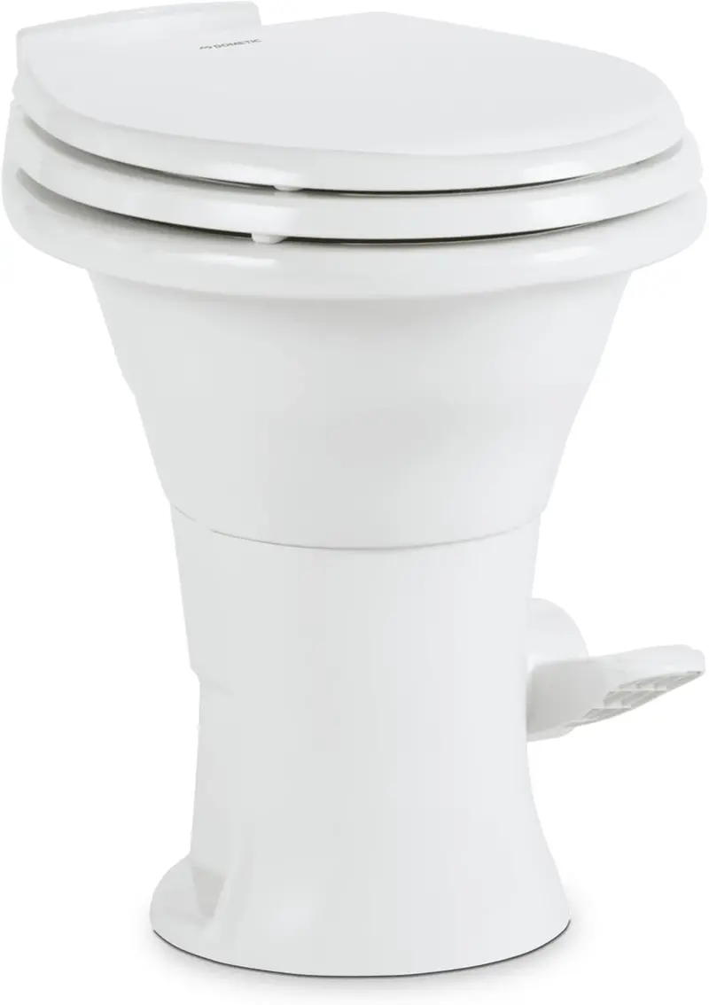 Dometic 310 PowerFlush RV Toilet — Oblong White Electric Flush Toilet for Recreational Vehicles