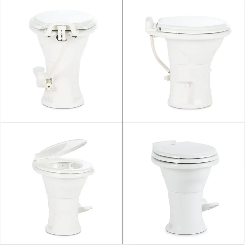Dometic 310 PowerFlush RV Toilet — Oblong White Electric Flush Toilet for Recreational Vehicles