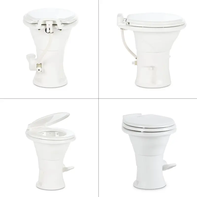 Dometic 310 PowerFlush RV Toilet — Oblong White Electric Flush Toilet for Recreational Vehicles