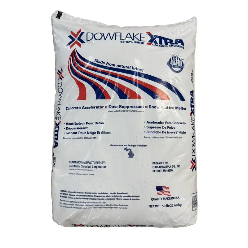 Dowflake Xtra Ice Melter – 50-Lb Bag of Pellet-Free Calcium Chloride Flakes for Safe, Effective Snow & Ice Removal