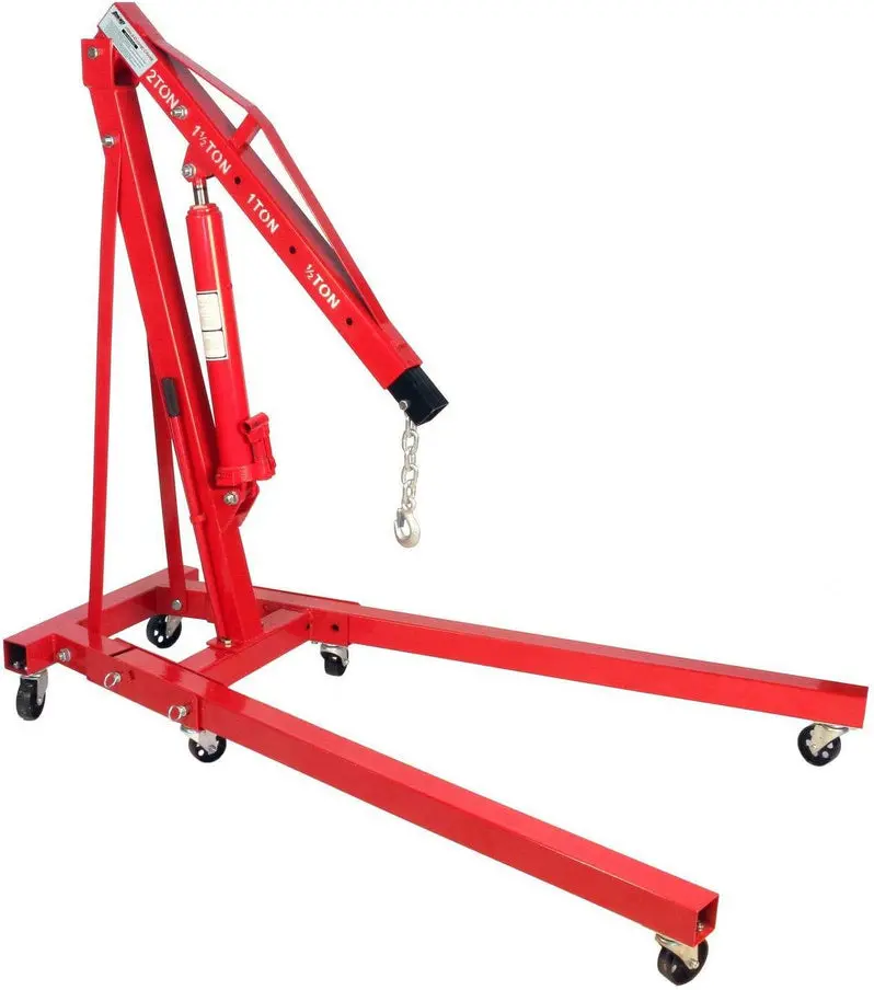 Dragway Tools 2-Ton Folding Hydraulic Engine Hoist – 360° Rotating Cherry Picker
