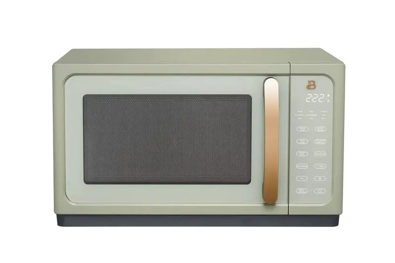 Drew Barrymore 1.1 Cu. Ft. Sage Green Microwave – 1000W with Smart Sensor Cooking