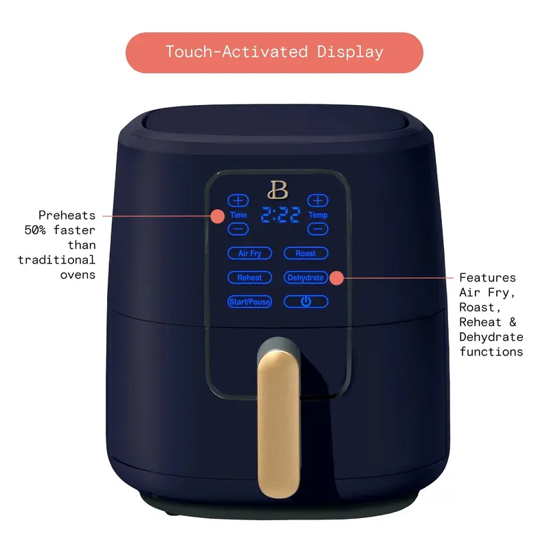 Drew Barrymore Starry Night 6-Quart Air Fryer with Touchscreen Controls and TurboCrisp Technology in Soft Blue