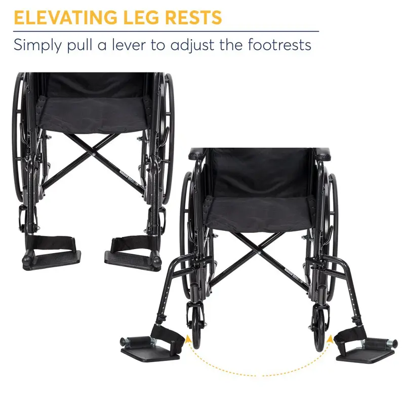 Drive Medical Silver Sport 1 Lightweight Folding Wheelchair – Full-Arm Rests and Swing-Away Footrests