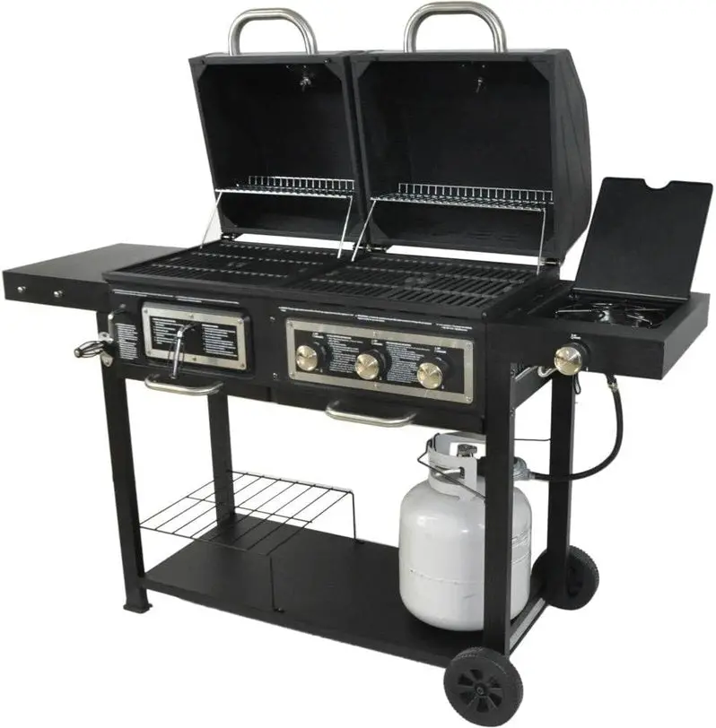 Dual-Fuel Hybrid Grill – Switch Seamlessly Between Propane and Charcoal for Flexible Outdoor Cooking