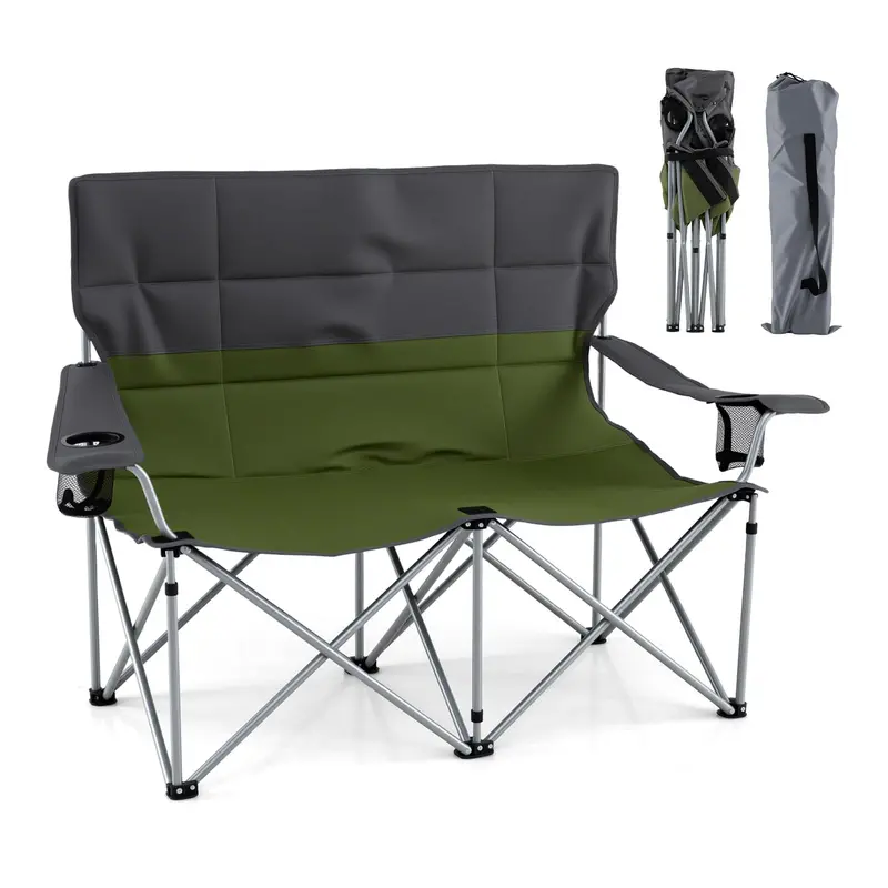 Dual-Seat Folding Camping Couch – Space-Saving Double Lounge Chair for Outdoor Use 2