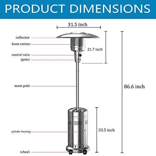 Dual Stainless Steel Propane Patio Heaters – 48,000 BTU Floor-Standing Outdoor Heating Set with Mobility Wheels