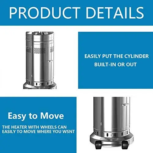 Dual Stainless Steel Propane Patio Heaters – 48,000 BTU Floor-Standing Outdoor Heating Set with Mobility Wheels