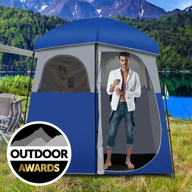 Dual-Zone Portable Camping Privacy Shelter – Convertible Shower & Toilet Tent with Compact Carry Bag