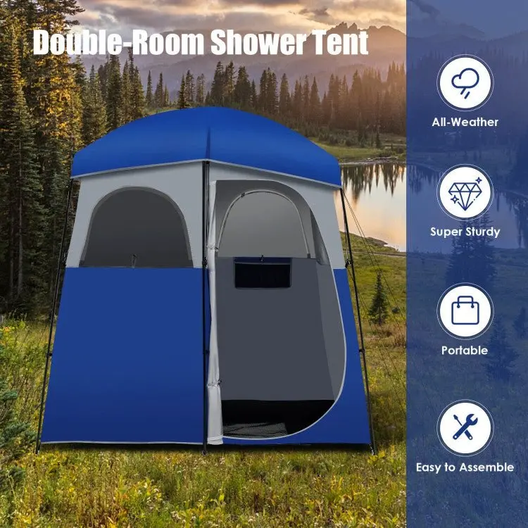Dual-Zone Portable Camping Privacy Shelter – Convertible Shower & Toilet Tent with Compact Carry Bag