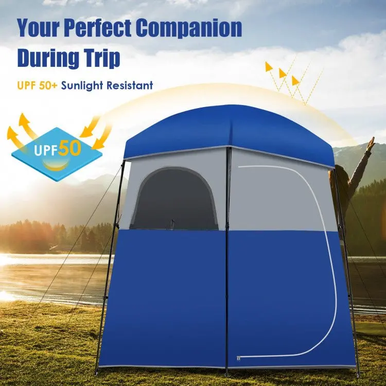Dual-Zone Portable Camping Privacy Shelter – Convertible Shower & Toilet Tent with Compact Carry Bag