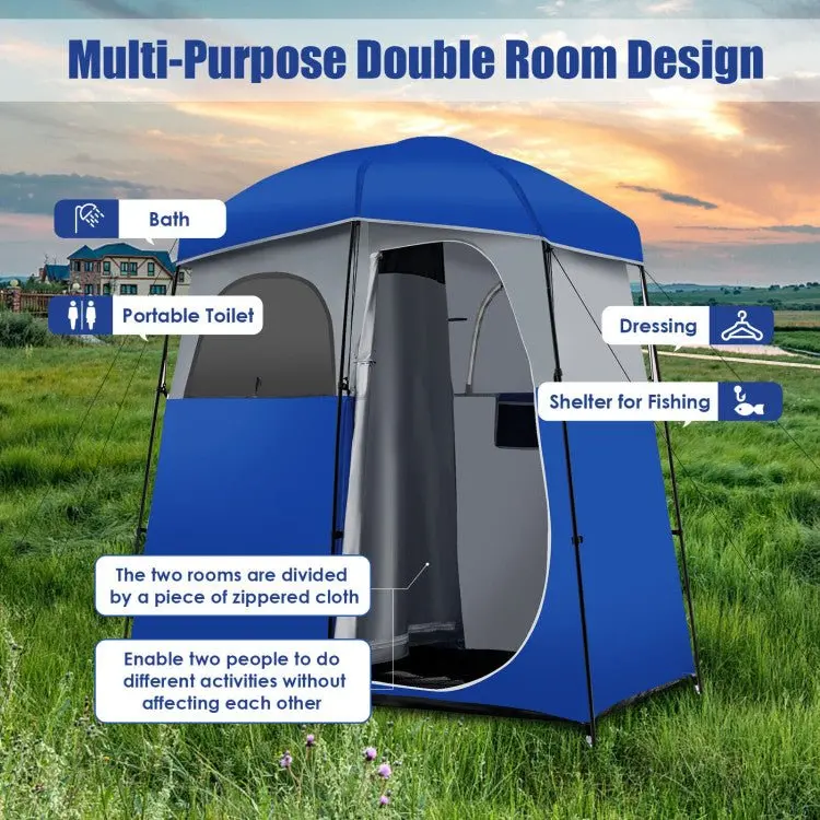Dual-Zone Portable Camping Privacy Shelter – Convertible Shower & Toilet Tent with Compact Carry Bag
