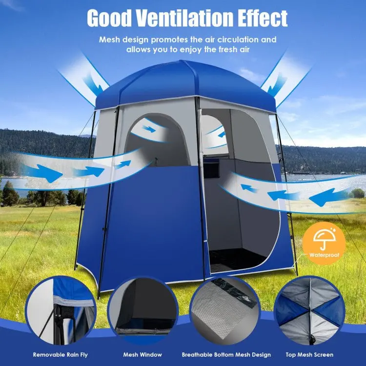 Dual-Zone Portable Camping Privacy Shelter – Convertible Shower & Toilet Tent with Compact Carry Bag