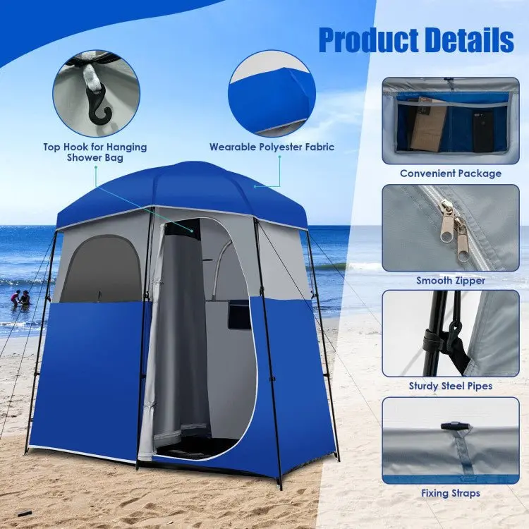 Dual-Zone Portable Camping Privacy Shelter – Convertible Shower & Toilet Tent with Compact Carry Bag