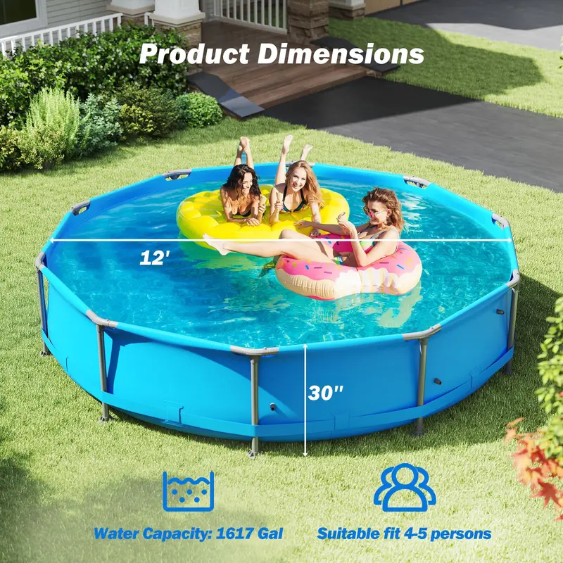 Durable Above-Ground Metal-Frame Swimming Pool for Backyard Use