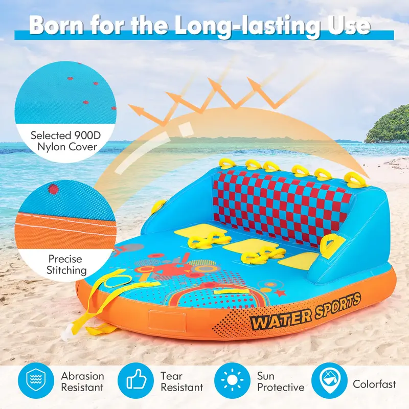 Durable Multi-Rider Inflatable Towable Tube – Designed for 1 to 3 Riders on Boats or Jet Skis