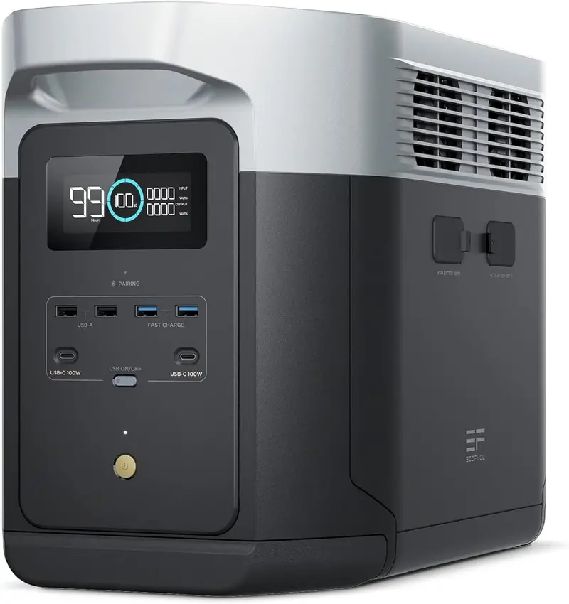 EcoFlow Delta 2 Max Solar Generator – Pure Sine Wave Inverter, Expandable Battery, 2400W Output