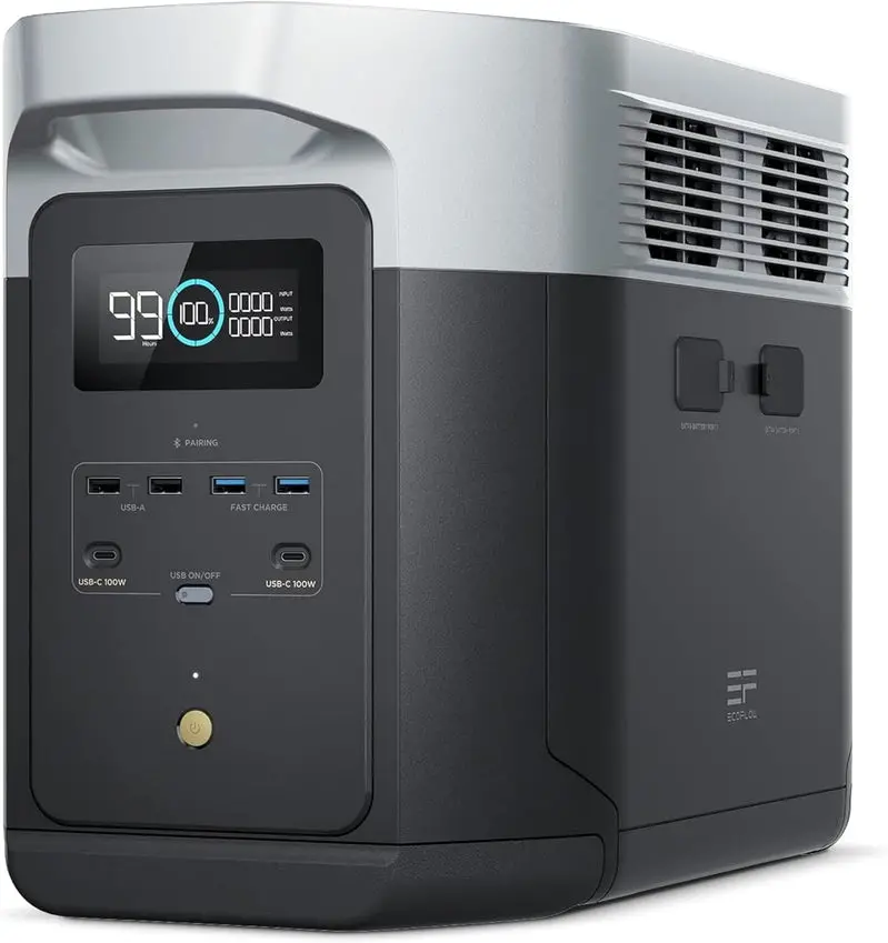 EcoFlow Delta 2 Max Solar Generator – Pure Sine Wave Inverter, Expandable Battery, 2400W Output