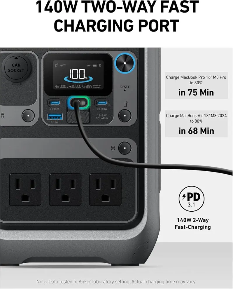 EcoFlow Solix C300 Compact Power Station – 288Wh LiFePO4 Battery, Lightweight Off-Grid Energy Solution