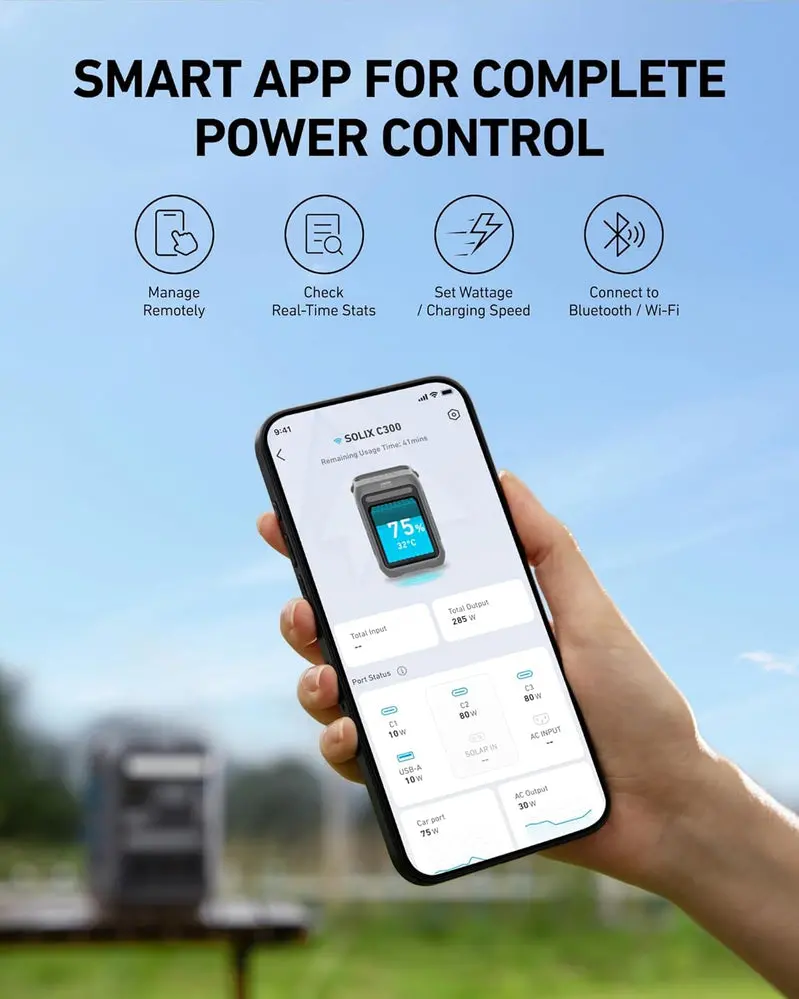 EcoFlow Solix C300 Compact Power Station – 288Wh LiFePO4 Battery, Lightweight Off-Grid Energy Solution