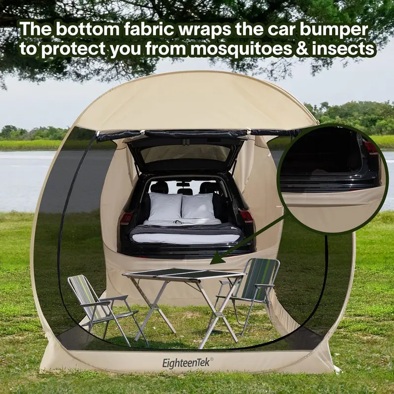EighteenTek Automatic SUV Trunk Tent with One-Touch Pop-Up Setup for Vehicle-Based Camping