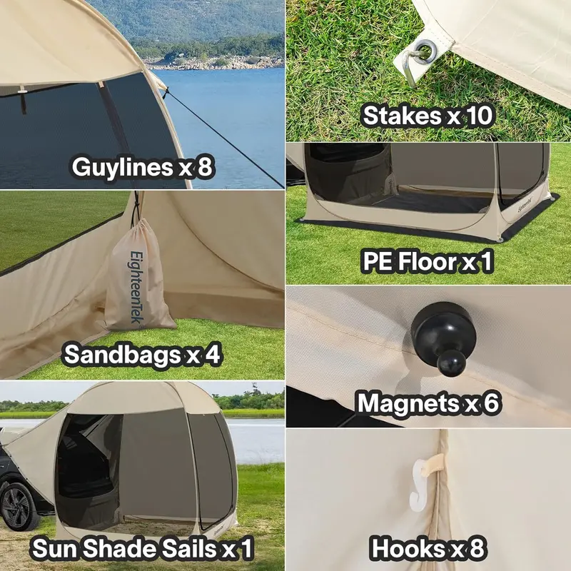 EighteenTek Automatic SUV Trunk Tent with One-Touch Pop-Up Setup for Vehicle-Based Camping