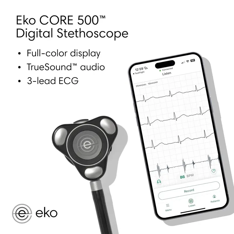 Eko Bluetooth Digital Stethoscope – Wireless Audio + 3-Lead ECG with High-Resolution Diagnostic Display 2