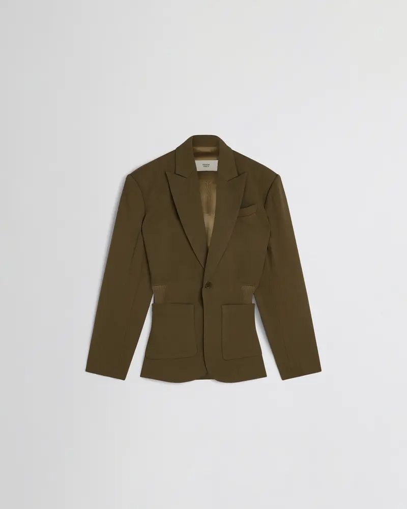 Elasticated Cinch-Waist Jacket In Shroom Wool