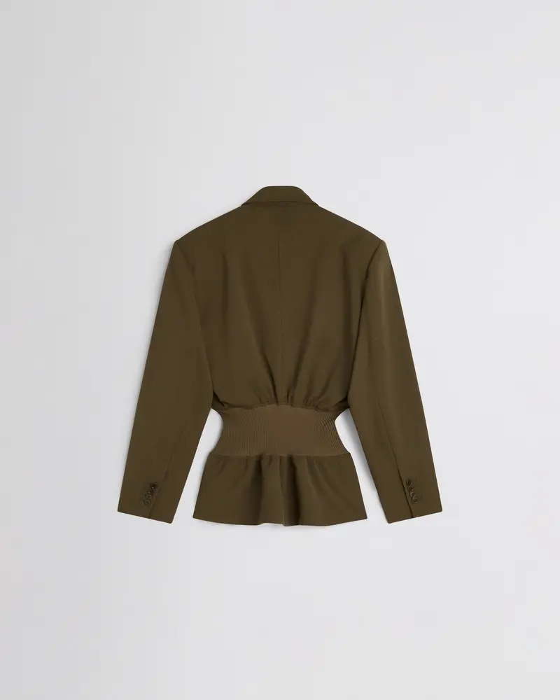 Elasticated Cinch-Waist Jacket In Shroom Wool 2