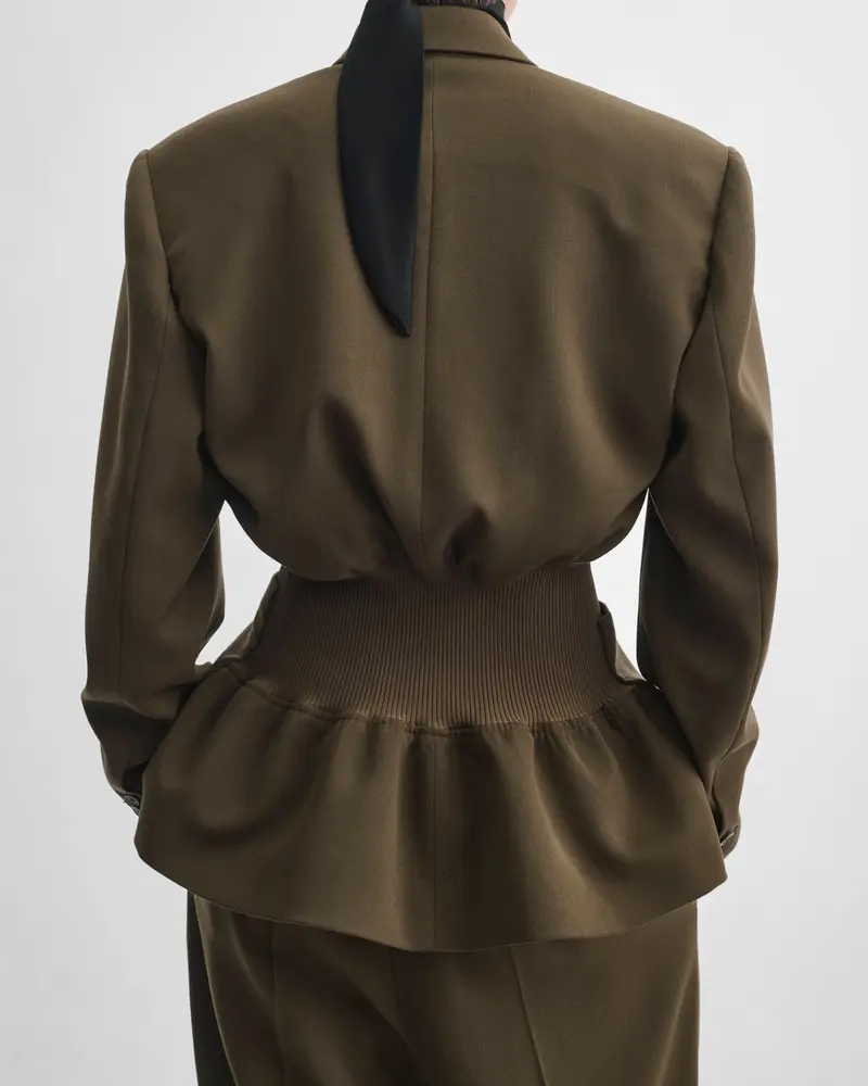 Elasticated Cinch-Waist Jacket In Shroom Wool