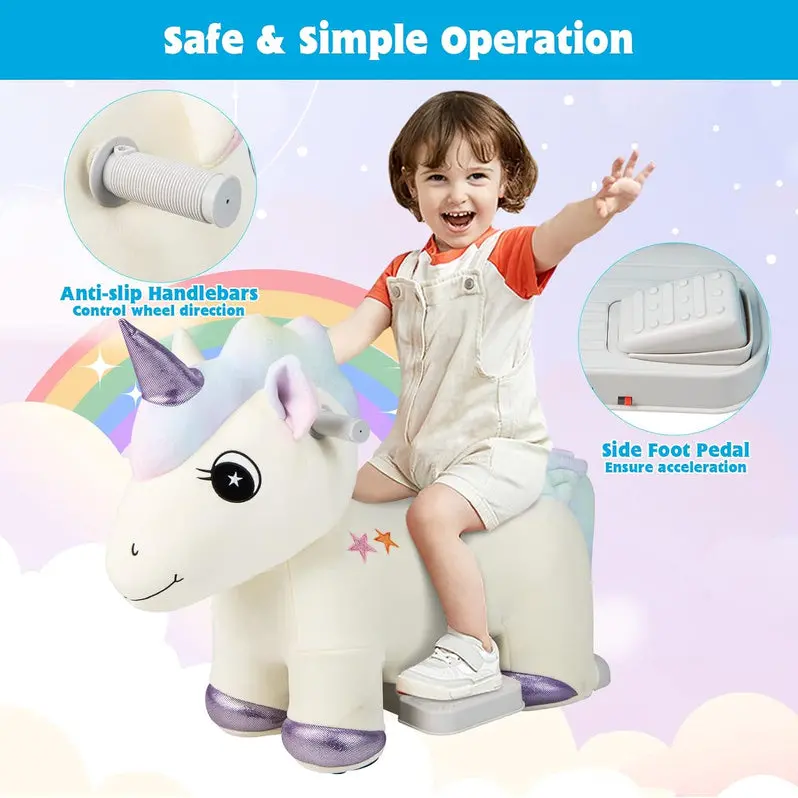 Electric 6V Unicorn Ride-On Toy – Battery-Powered Animal Vehicle for Young Riders
