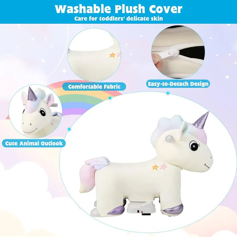Electric 6V Unicorn Ride-On Toy – Battery-Powered Animal Vehicle for Young Riders