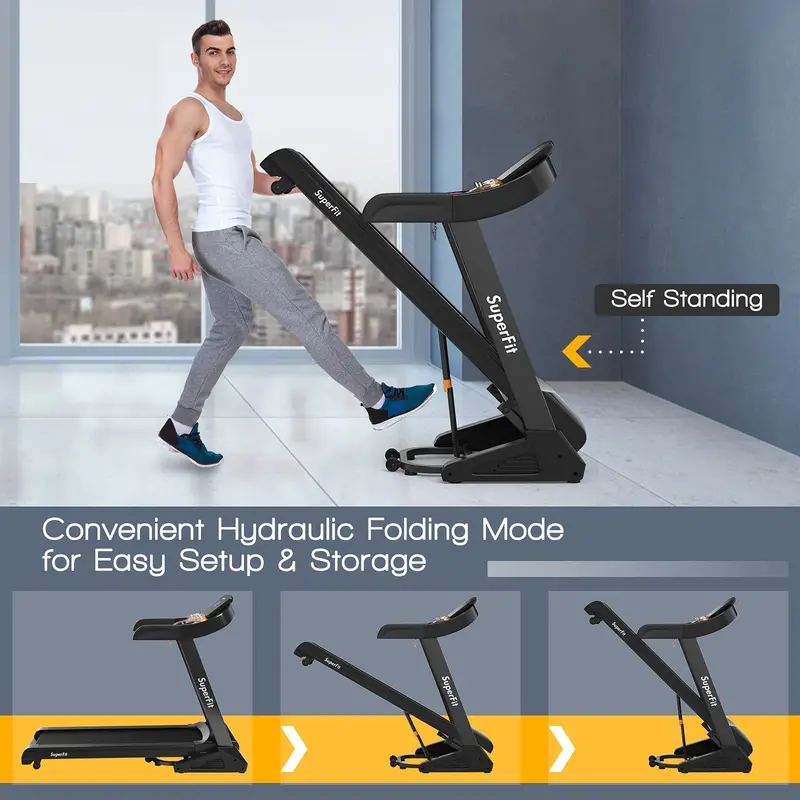 Electric Folding Treadmill – 3.75HP Motor, Adjustable Incline, Smart App Integration, and 15 Preset Workouts