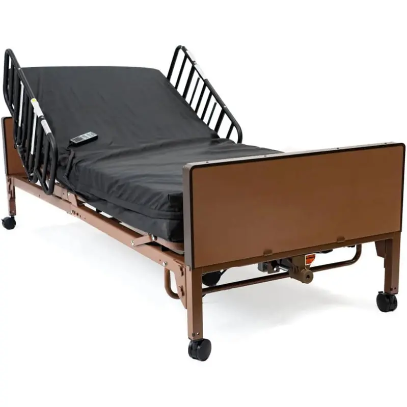 Electric Hospital Bed Conversion Kit – Includes Supportive Foam Mattress and Half-Height Safety Rails