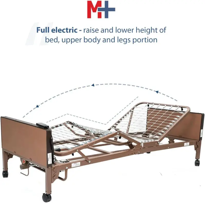 Electric Hospital Bed Conversion Kit – Includes Supportive Foam Mattress and Half-Height Safety Rails