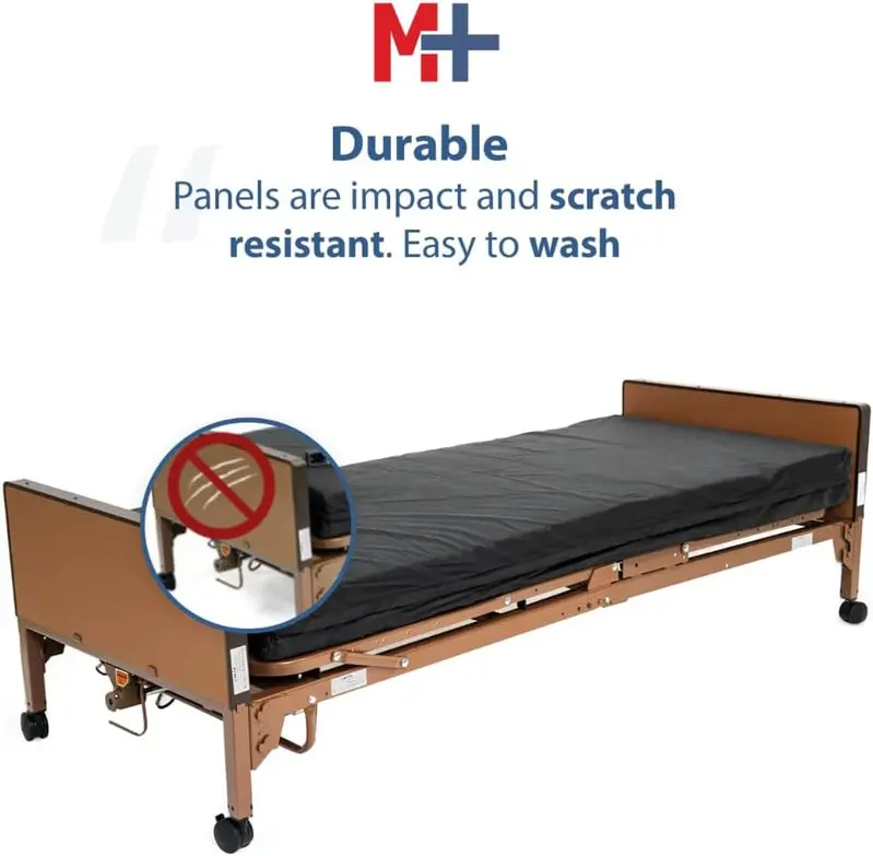 Electric Hospital Bed Conversion Kit – Includes Supportive Foam Mattress and Half-Height Safety Rails